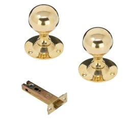 Round Brass Door Knobs -Doorway Designs Store 4InchLatch