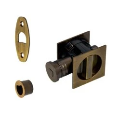 Tubular Lock With Square Privacy Turn & Release -Doorway Designs Store Aged Brass Square Tubular Privacy Lock