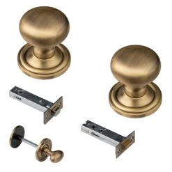 Mushroom Door Knobs Old English Collection -Doorway Designs Store AntiqueMushroom4InchBathroomcopy