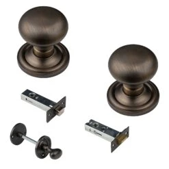 Mushroom Door Knobs Old English Collection -Doorway Designs Store BronzeMushroom3InchBathroomcopy