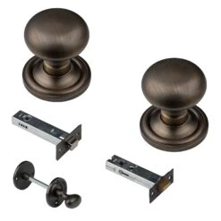 Mushroom Door Knobs Old English Collection -Doorway Designs Store BronzeMushroom4InchBathroomcopy