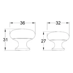 Cast Iron Bun Cabinet Knobs -Doorway Designs Store BunCabinetKnobBurnished