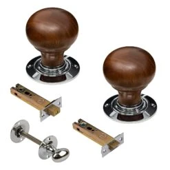 Bun Door Knobs Rosewood & Ebonised -Doorway Designs Store BunRosewoodChromeLatchSet4InchBathroom 526654f8 5e26 4e32 ac47 aaa83d9d11f6