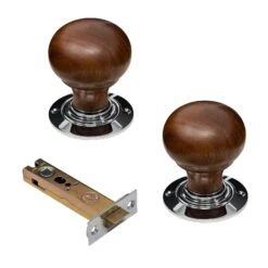 Bun Door Knobs Rosewood & Ebonised -Doorway Designs Store BunRosewoodChromeLatchSet4Inch 0410d8a1 db9c 4713 80fe d0f8006f9958