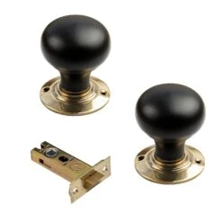 Bun Door Knobs Rosewood & Ebonised -Doorway Designs Store Bun Ebonized Brass Latch Set 3 Inch