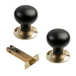 Bun Door Knobs Rosewood & Ebonised -Doorway Designs Store Bun Ebonized Brass Latch Set 4 Inch
