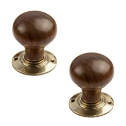 Bun Door Knobs Rosewood & Ebonised -Doorway Designs Store Bun Rosewood Brass