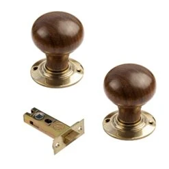Bun Door Knobs Rosewood & Ebonised -Doorway Designs Store Bun Rosewood Brass Latch Set 3 Inch