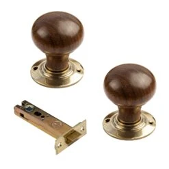 Bun Door Knobs Rosewood & Ebonised -Doorway Designs Store Bun Rosewood Brass Latch Set 4 Inch