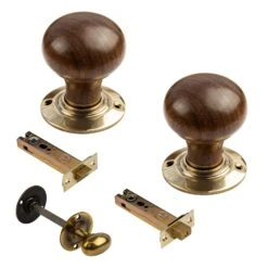 Bun Door Knobs Rosewood & Ebonised -Doorway Designs Store Bun Rosewood Brass Latch Set 4 Inch Bathroom