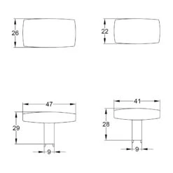 Rectangular Hammered Cabinet Knobs -Doorway Designs Store C3386 47 41