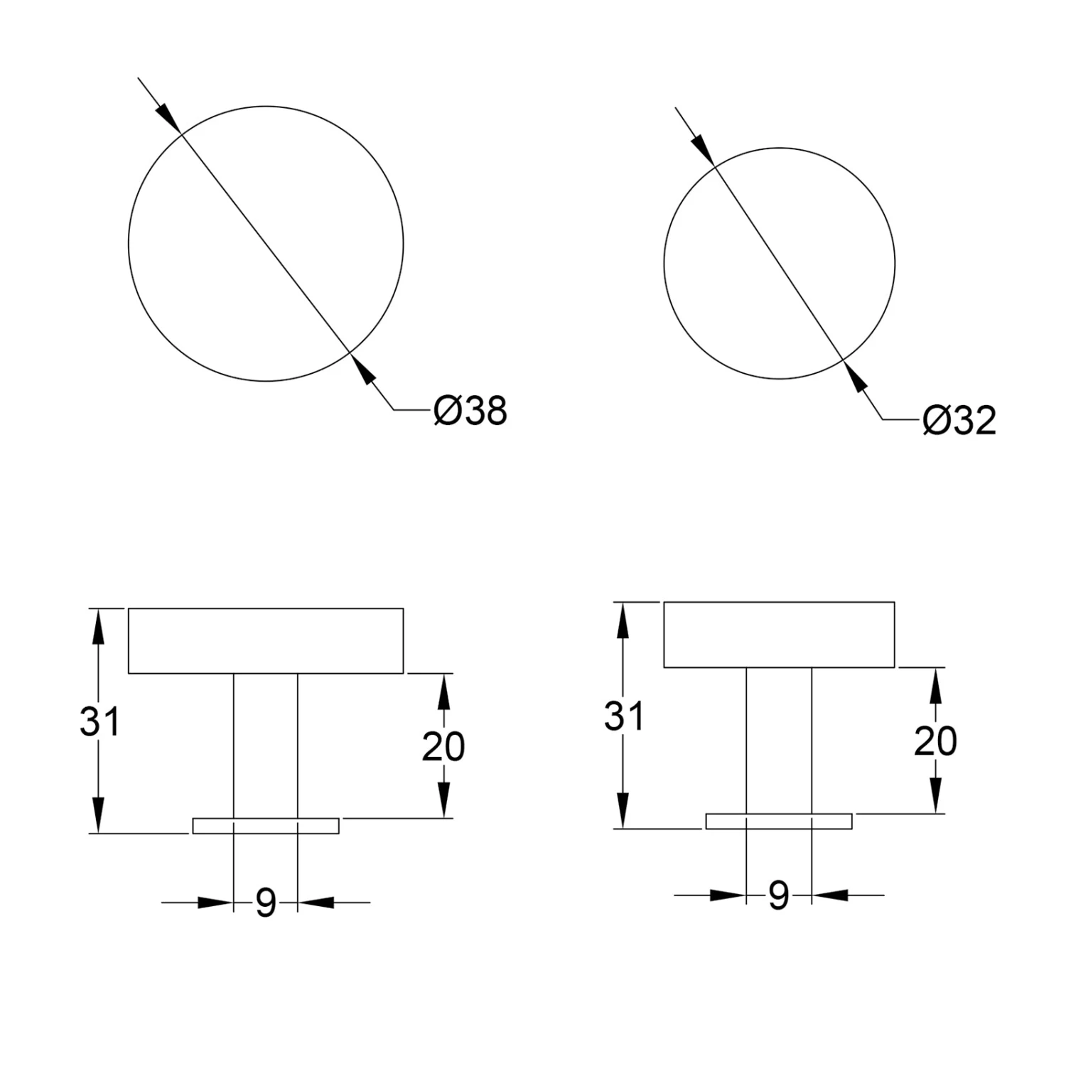 Disc Cabinet Knobs On Rose 3 Disc Cabinet Knobs On Rose - Image 3