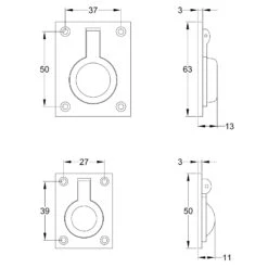 Flush Ring Cabinet Pulls -Doorway Designs Store C6337 38 50