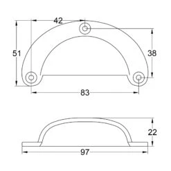 Sunrise Cup Pulls 9 Sunrise Cup Pulls -Doorway Designs Store CUP2304 UK C114