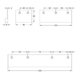 Square Lip Cabinet Edge Pulls - Top Fix 22 Square Lip Cabinet Edge Pulls - Top Fix -Doorway Designs Store EPT50 100 200