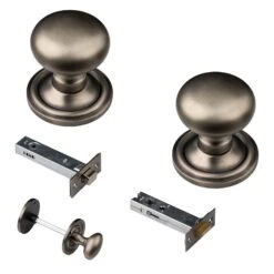 Mushroom Door Knobs Old English Collection -Doorway Designs Store GunMetalMushroom4InchBathroomcopy