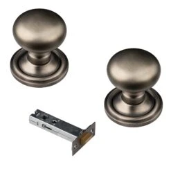 Mushroom Door Knobs Old English Collection -Doorway Designs Store GunMetalMushroom4InchLatchcopy