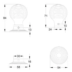 Beehive Rim Door Knobs Rosewood & Ebonised -Doorway Designs Store KNOB07 08RIMJPEG