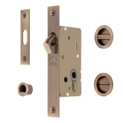 Sliding Door Lock Set With Round Privacy Turn 19 Sliding Door Lock Set With Round Privacy Turn -Doorway Designs Store RD2308 40 AT