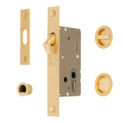 Sliding Door Lock Set With Round Privacy Turn 22 Sliding Door Lock Set With Round Privacy Turn -Doorway Designs Store RD2308 40 SB
