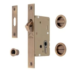 Sliding Door Lock Set With Round Privacy Turn 24 Sliding Door Lock Set With Round Privacy Turn -Doorway Designs Store RD2308 50 AT