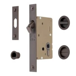 Sliding Door Lock Set With Round Privacy Turn 25 Sliding Door Lock Set With Round Privacy Turn -Doorway Designs Store RD2308 50 MB