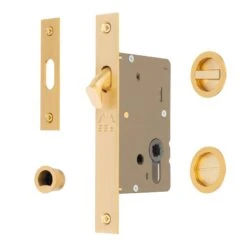 Sliding Door Lock Set With Round Privacy Turn 27 Sliding Door Lock Set With Round Privacy Turn -Doorway Designs Store RD2308 50 SB