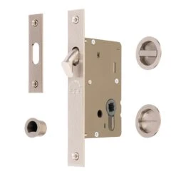 Sliding Door Lock Set With Round Privacy Turn 18 Sliding Door Lock Set With Round Privacy Turn -Doorway Designs Store RD2308 50 SN
