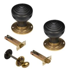 Ringed Door Knobs Rosewood & Ebonised 34 Ringed Door Knobs Rosewood & Ebonised -Doorway Designs Store Ringed Ebonised Brass Latch Set 4 Inch Bathroom