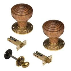 Ringed Door Knobs Rosewood & Ebonised 27 Ringed Door Knobs Rosewood & Ebonised -Doorway Designs Store Ringed Rosewood Brass Bathroom Set