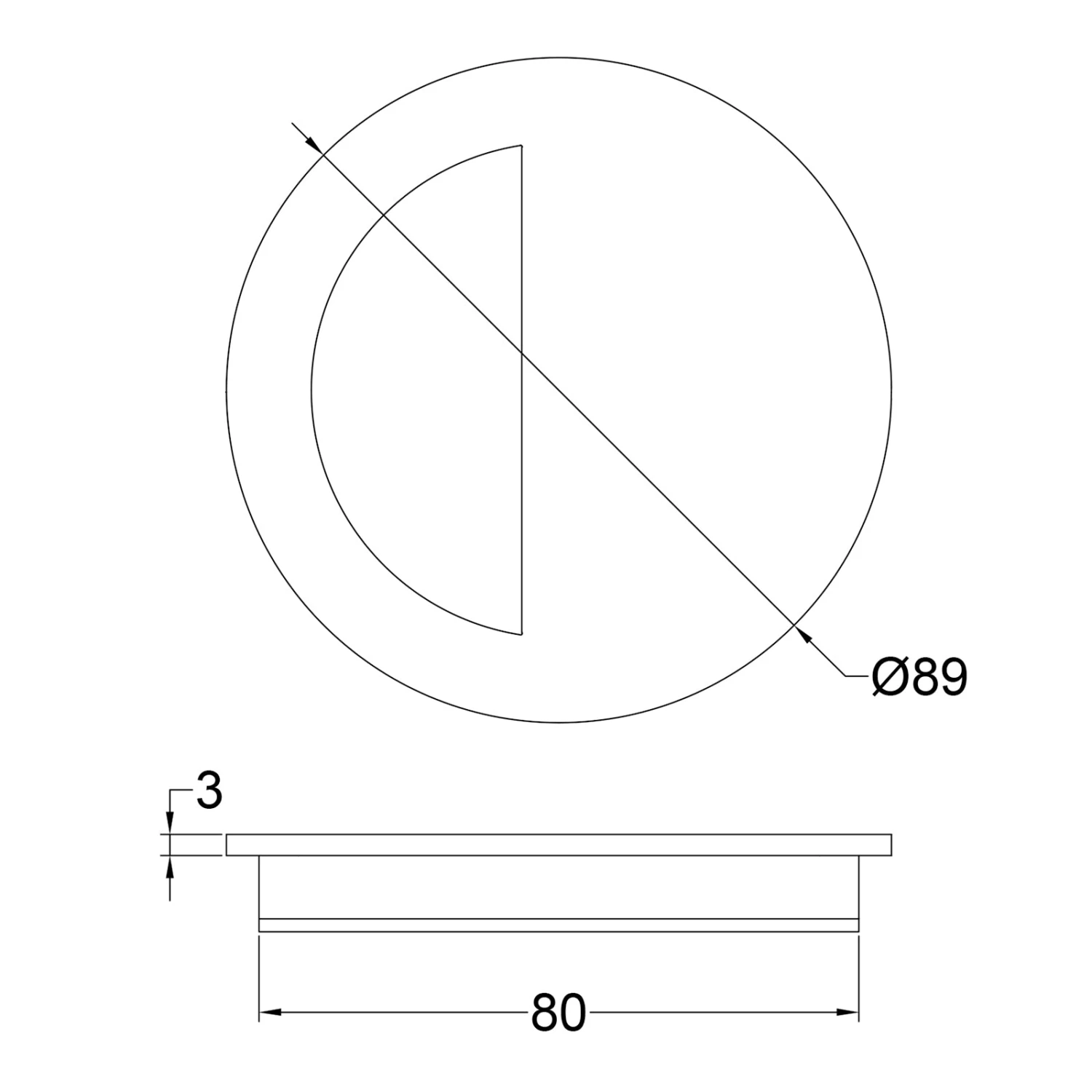 Round Half Moon Flush Pull 3 Round Half Moon Flush Pull - Image 3