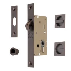 Sliding Door Lock Set With Square Privacy Turn -Doorway Designs Store SQ2308 40 MB