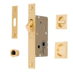 Sliding Door Lock Set With Square Privacy Turn -Doorway Designs Store SQ2308 40 SB