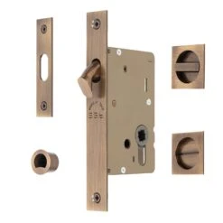 Sliding Door Lock Set With Square Privacy Turn -Doorway Designs Store SQ2308 50 AT