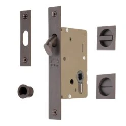 Sliding Door Lock Set With Square Privacy Turn -Doorway Designs Store SQ2308 50 MB