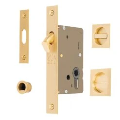 Sliding Door Lock Set With Square Privacy Turn -Doorway Designs Store SQ2308 50 SB