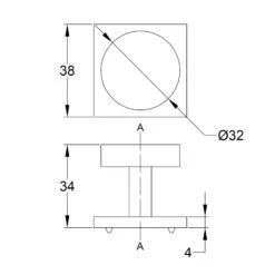 Disc Cabinet Knobs On Square Backplate 12 Disc Cabinet Knobs On Square Backplate -Doorway Designs Store SQ3880 SiteDrawing