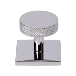 Disc Knurled Cabinet Knobs On Square Backplate 14 Disc Knurled Cabinet Knobs On Square Backplate -Doorway Designs Store SQ3884 32 PC