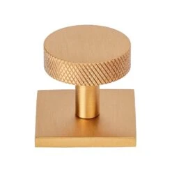 Disc Knurled Cabinet Knobs On Square Backplate 18 Disc Knurled Cabinet Knobs On Square Backplate -Doorway Designs Store SQ3884 32 SB