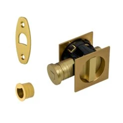 Tubular Lock With Square Privacy Turn & Release -Doorway Designs Store Satin Brass Square Tubular Privacy Lock
